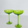 Glassware Estelle Colored Glass | Estelle Colored Champagne Coupe Stemware - Set Of 2 {Forest Green}