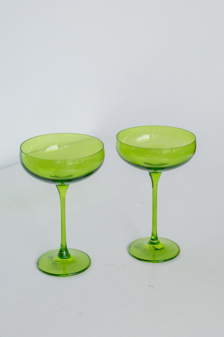 Glassware Estelle Colored Glass | Estelle Colored Champagne Coupe Stemware - Set Of 2 {Forest Green}