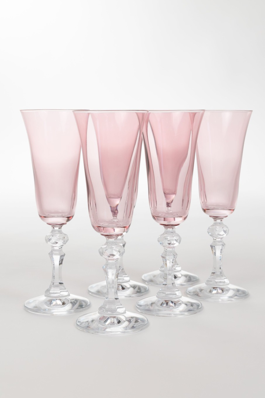 Glassware Estelle Colored Glass | Estelle Colored Regal Flute With Clear Stem - Set Of 6 {Rose}