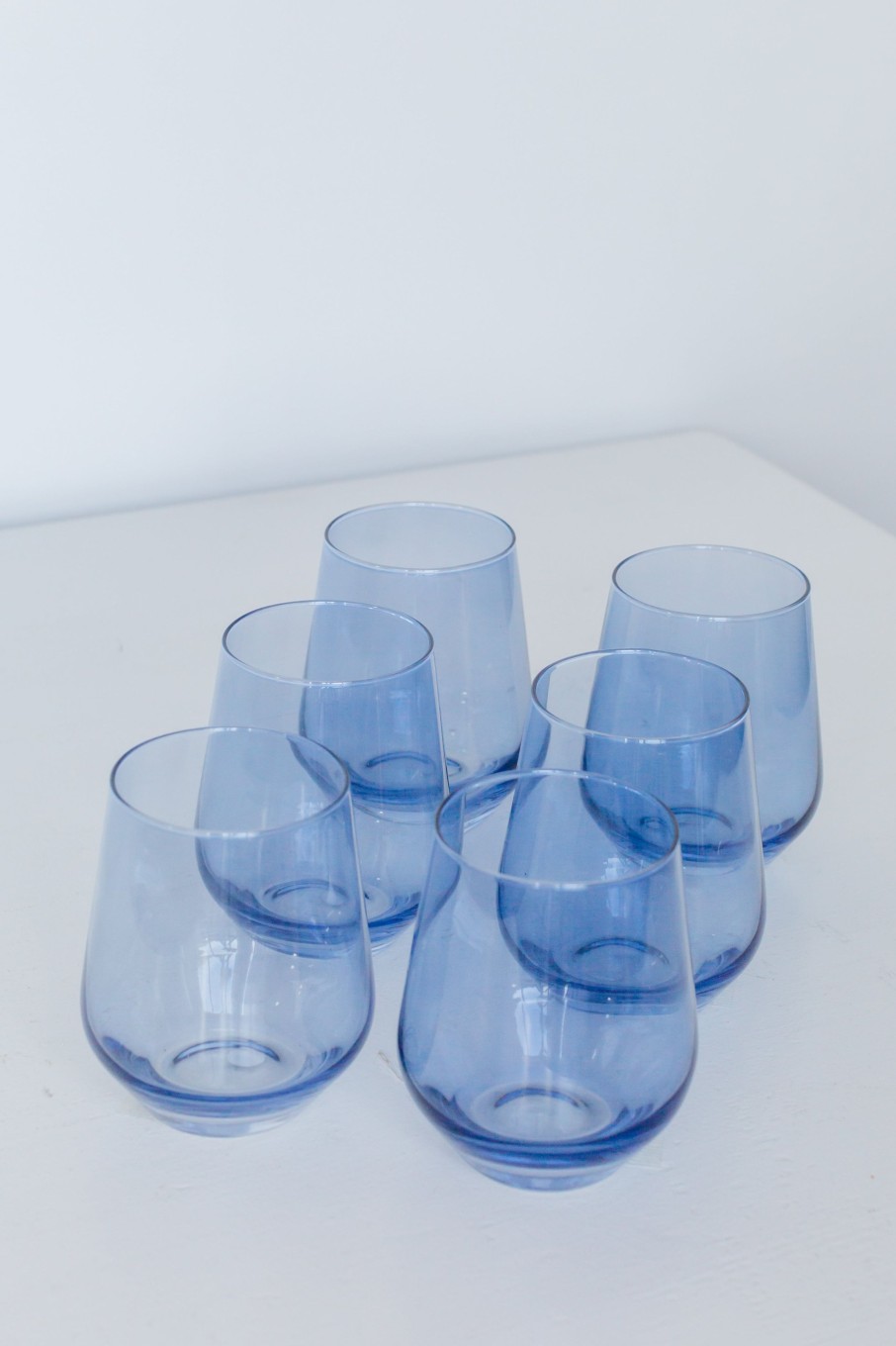 Glassware Estelle Colored Glass | Estelle Colored Wine Stemless - Set Of 6 {Cobalt Blue}