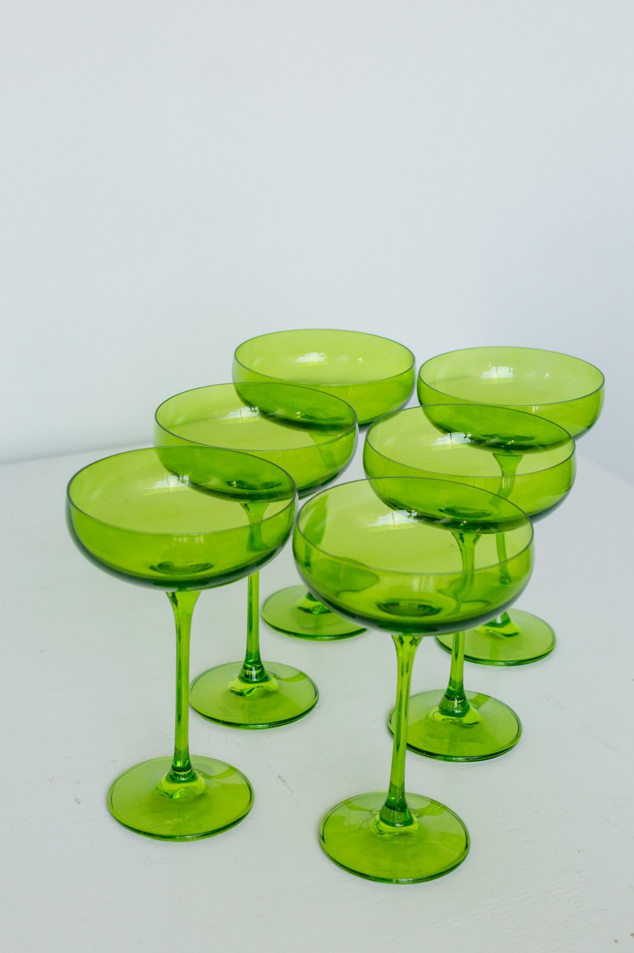 Glassware Estelle Colored Glass | Estelle Colored Champagne Coupe Stemware - Set Of 6 {Forest Green}