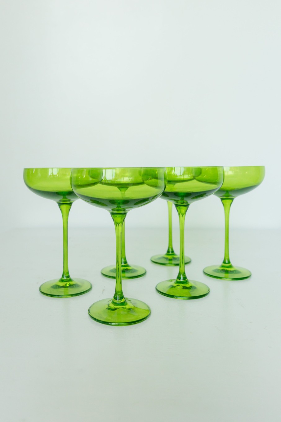 Glassware Estelle Colored Glass | Estelle Colored Champagne Coupe Stemware - Set Of 6 {Forest Green}