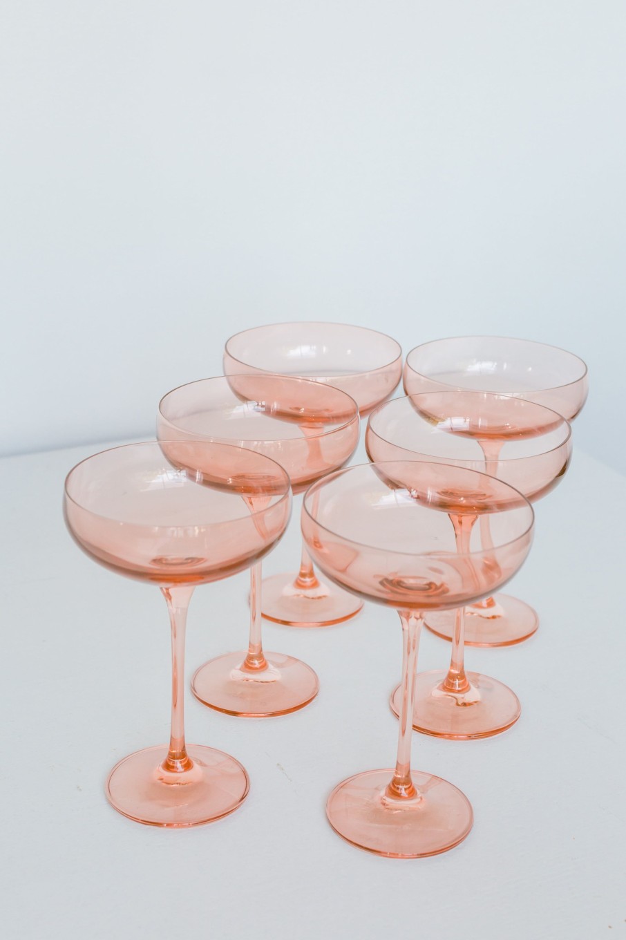 Glassware Estelle Colored Glass | Estelle Colored Champagne Coupe Stemware - Set Of 6 {Blush Pink}