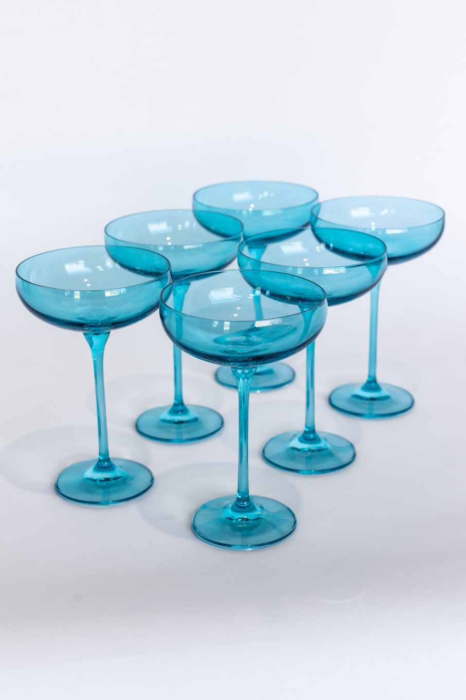 Glassware Estelle Colored Glass | Estelle Colored Champagne Coupe Stemware - Set Of 6 {Ocean Blue}