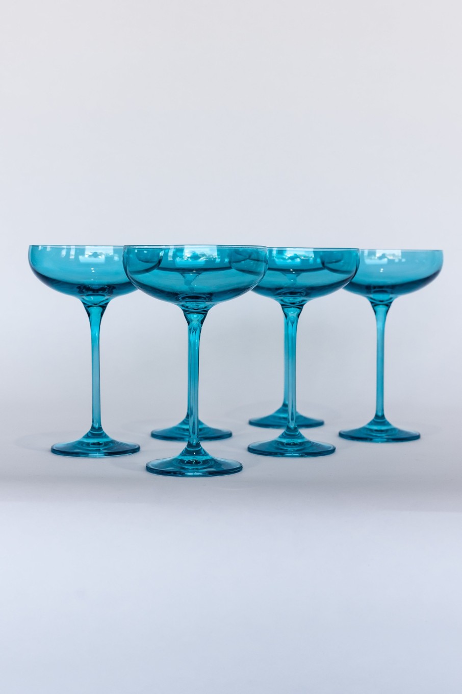 Glassware Estelle Colored Glass | Estelle Colored Champagne Coupe Stemware - Set Of 6 {Ocean Blue}