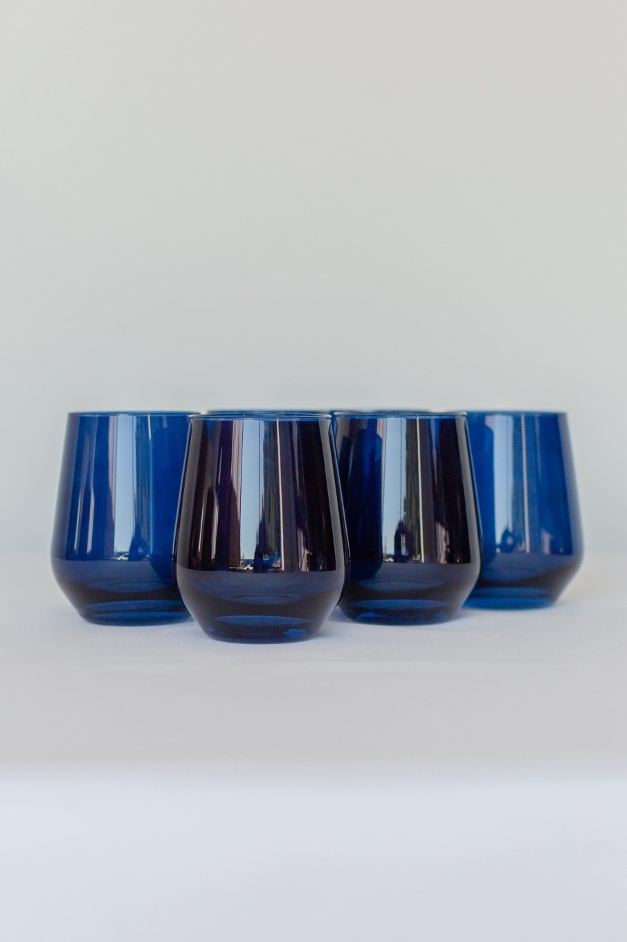 Glassware Estelle Colored Glass | Estelle Colored Wine Stemless - Set Of 6 {Midnight Blue}