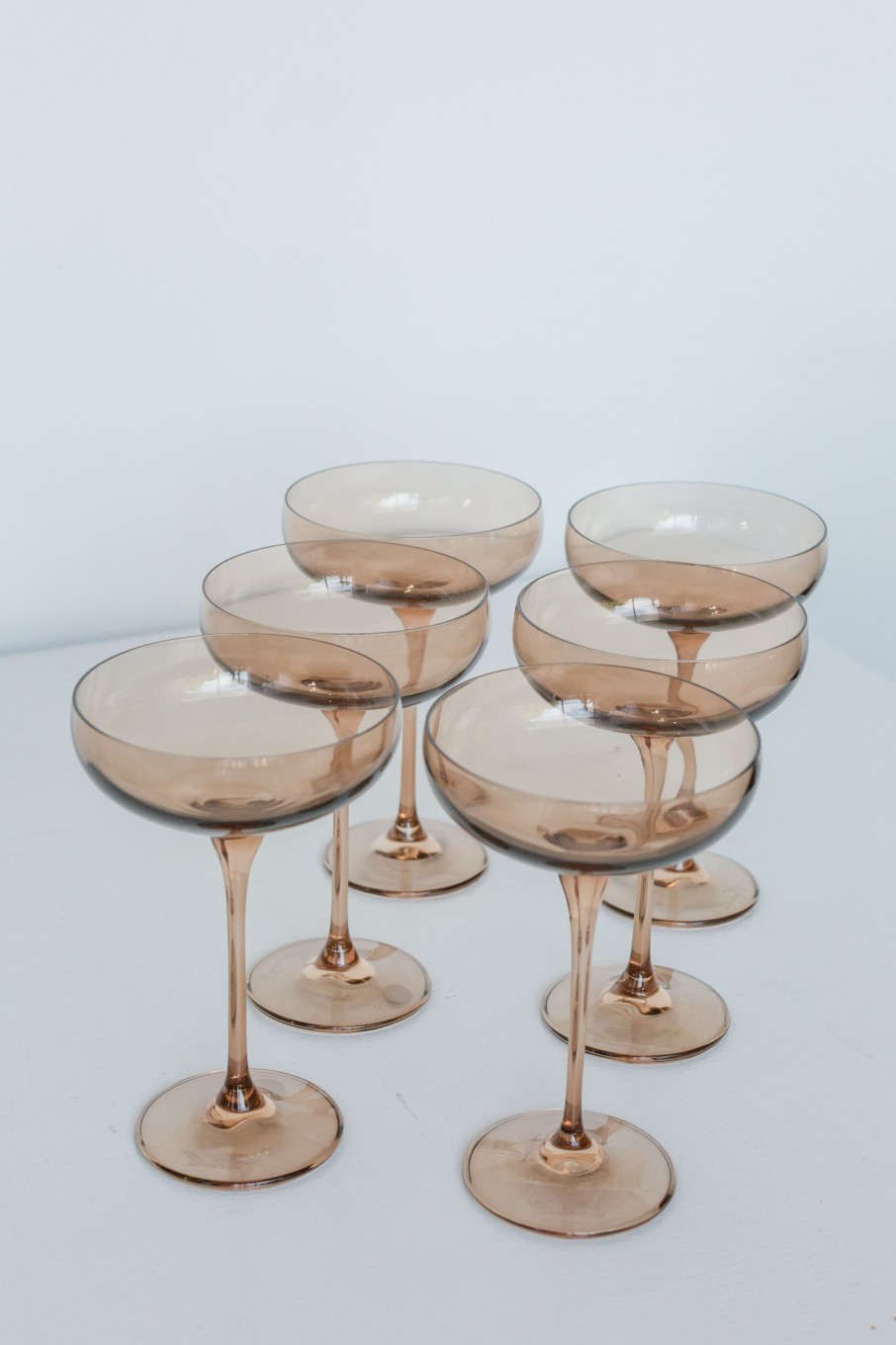 Glassware Estelle Colored Glass | Estelle Colored Champagne Coupe Stemware - Set Of 6 {Amber Smoke}