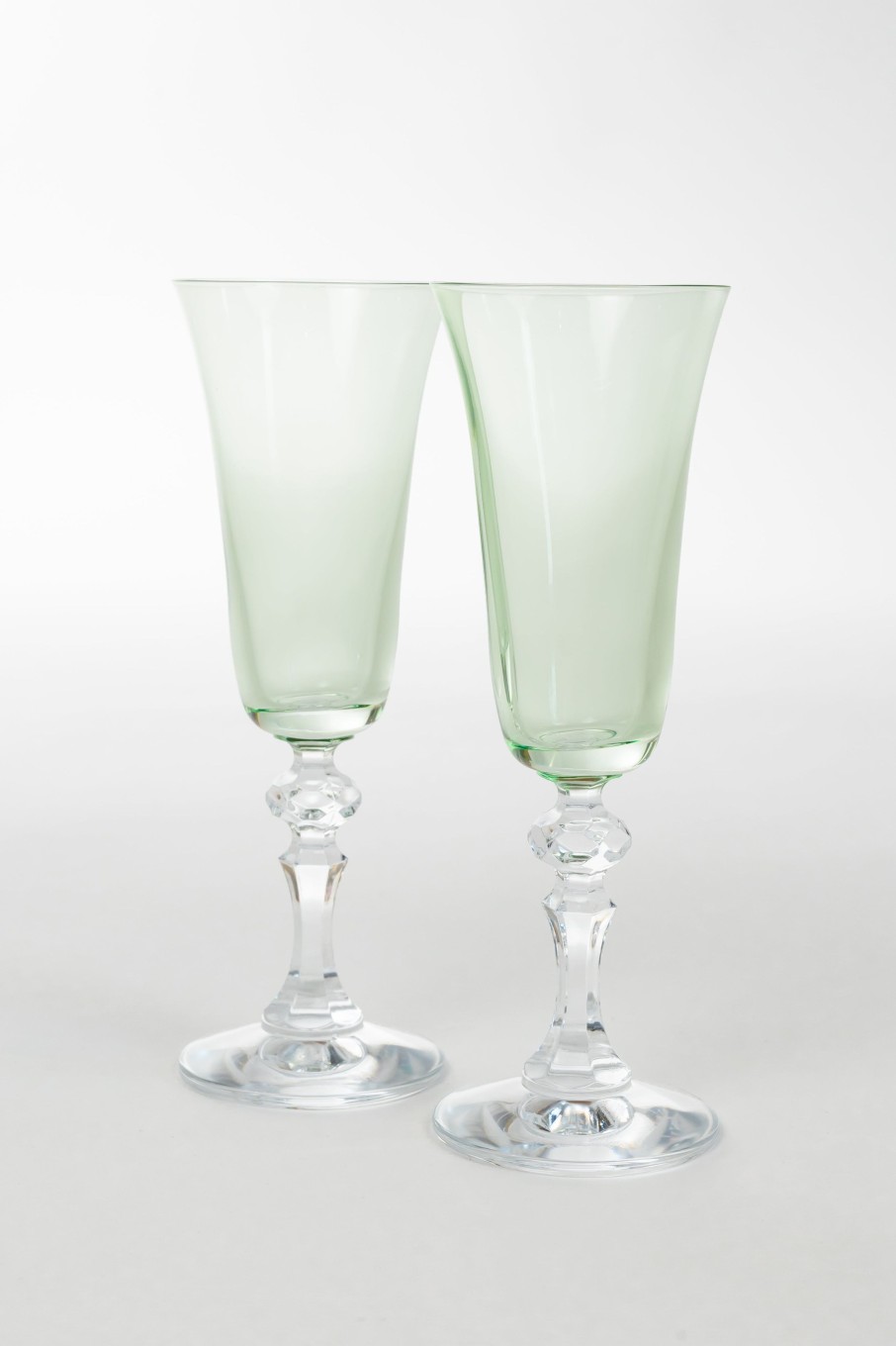 Limited Edition Holiday Estelle Colored Glass | Estelle Colored Regal Flute With Clear Stem - Set Of 2 {Mint Green}