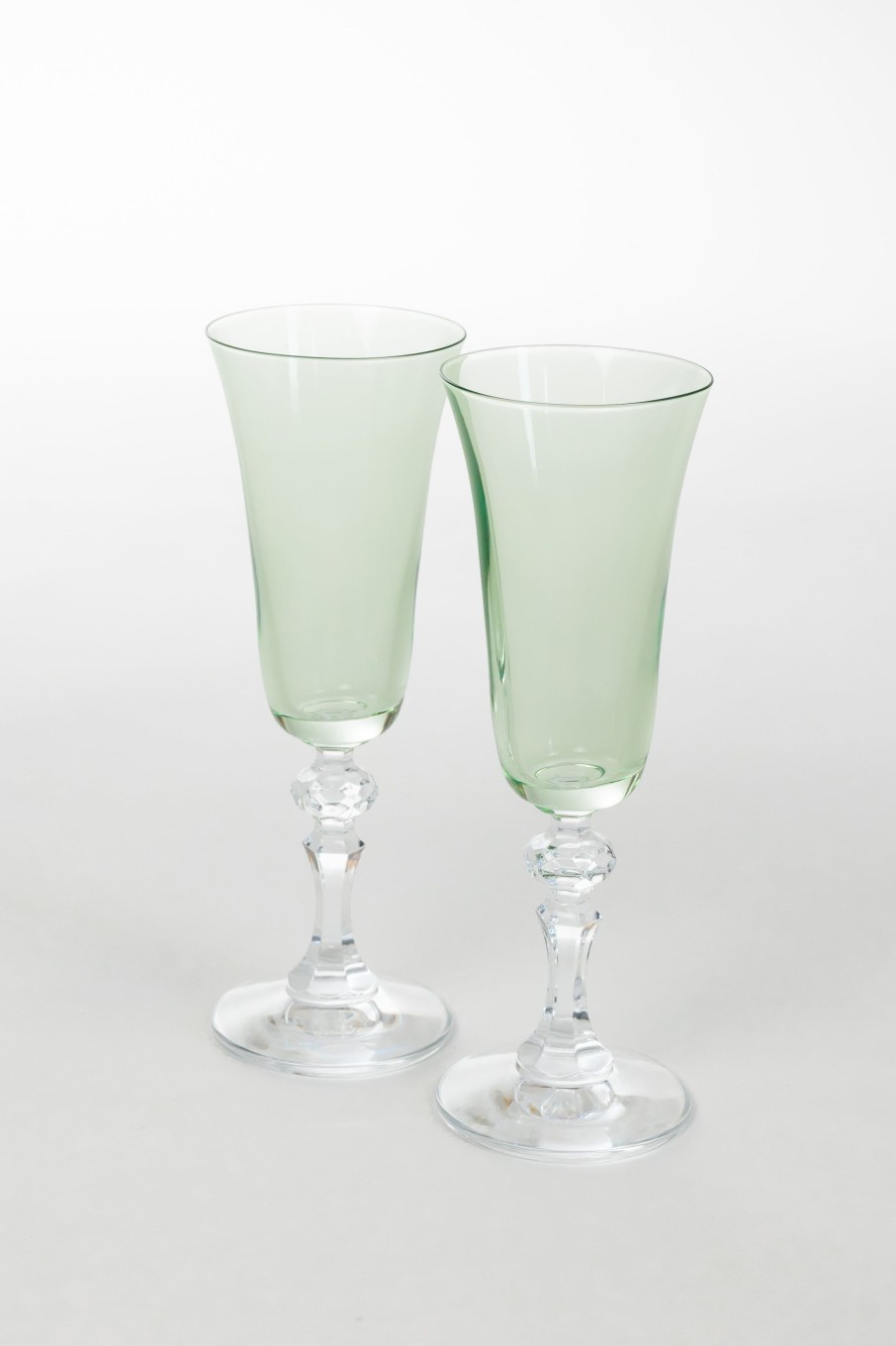 Limited Edition Holiday Estelle Colored Glass | Estelle Colored Regal Flute With Clear Stem - Set Of 2 {Mint Green}