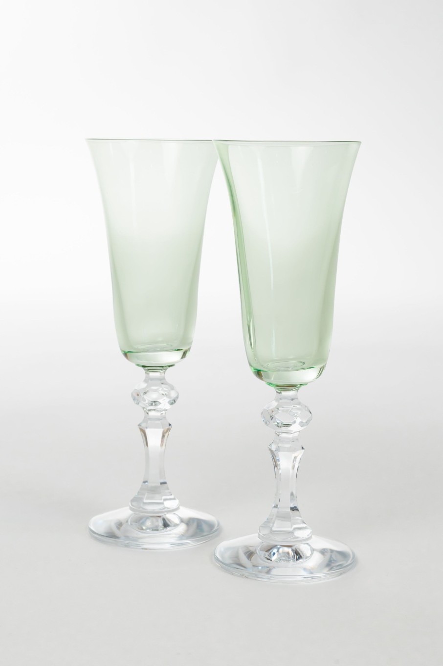 Glassware Estelle Colored Glass | Estelle Colored Regal Flute With Clear Stem - Set Of 2 {Mint Green}