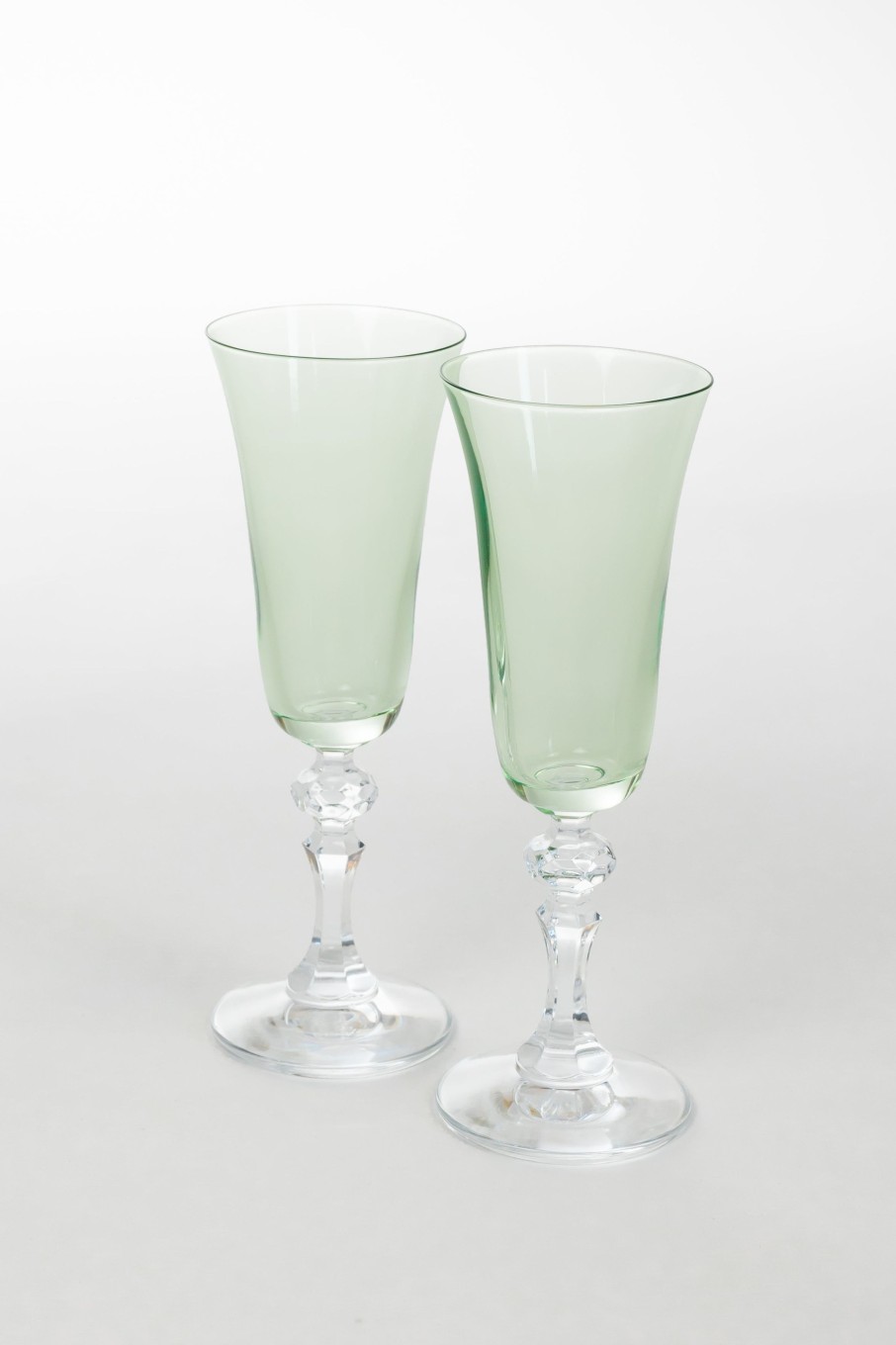 Glassware Estelle Colored Glass | Estelle Colored Regal Flute With Clear Stem - Set Of 2 {Mint Green}