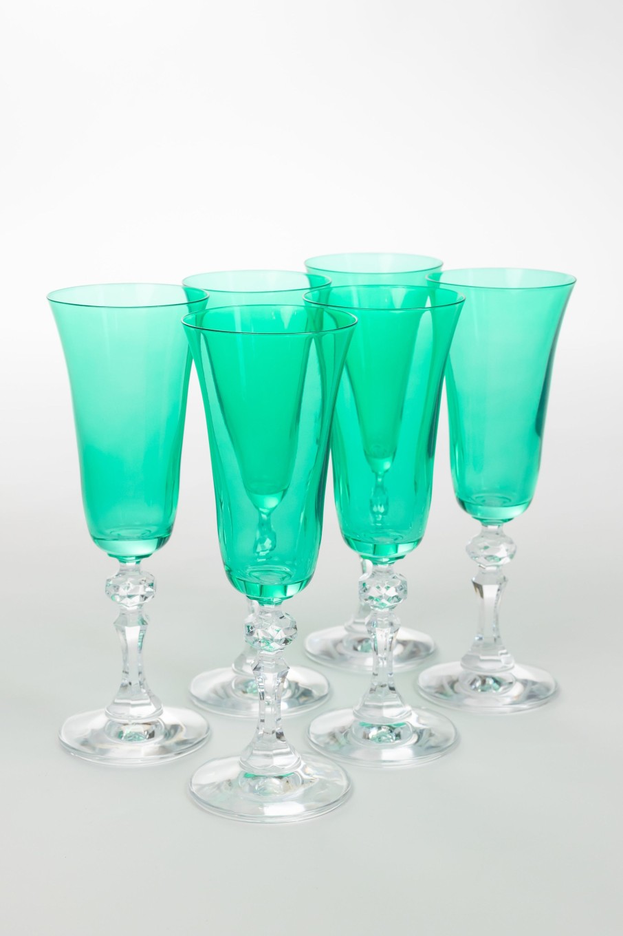 Glassware Estelle Colored Glass | Estelle Colored Regal Flute With Clear Stem - Set Of 6 {Kelly Green}